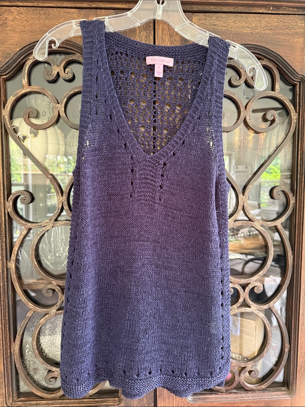 Lilly Pulitzer Navy Knit V-Neck Sleeveless Tank Sweater